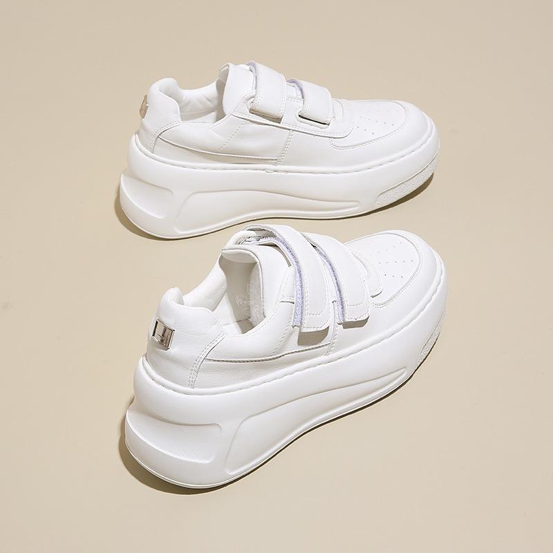 Versatile Velcro Little White Shoes Women's Autumn New Thick Baseplate Shoes Heightening Cake Pine Sports Casual Shoes