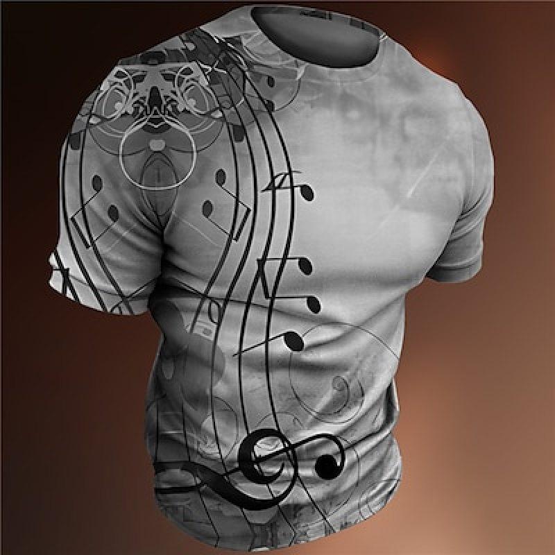 Men's T Shirt Tee Tee Graphic Musical Notes Crew Neck Clothing Apparel 3D Print Outdoor Casual Short Sleeve Print Vintage Fashion Designer