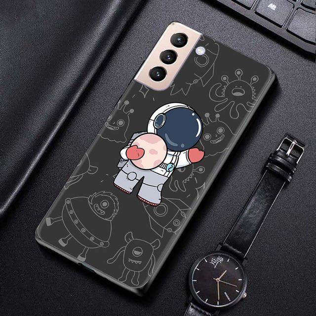 Phone Case For Samsung Galaxy S21 S20 Ultra S10 Plus Lite S21 S20 Fe 5g S10e S9 S8 S7 Edge Shell Fundas Cute Cartoon Astronaut
