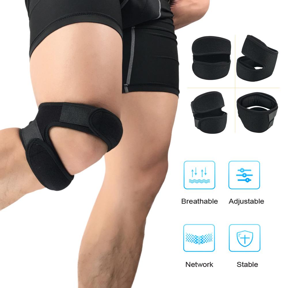 1Pcs Adjustable Double Patella Knee Strap Support Black For Running Jumper Tennis Basketball - Knee Brace For Sports