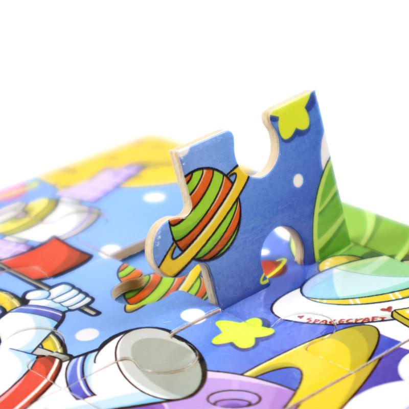 12 Wooden Puzzles, Educational Toys for Children, Early Education Cartoons, Animals, Traffic Cognition, Flat Wooden Puzzles