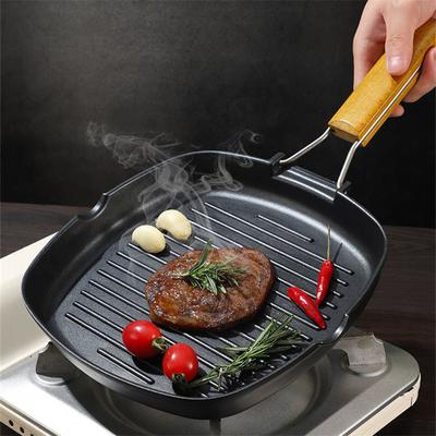 Poêle à Frire Antiadhésive à Manche Pliable Batterie de Cuisine de Camping Poêle à Steak pour Viande Poisson Sans Couvercle Casserole Équipement de Cuisine Portable pour Extérieur