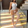 Sexy European & American Fishnet Bodystocking with Open Crotch & Suspender Design, Non-slip & Transparent, Style W803