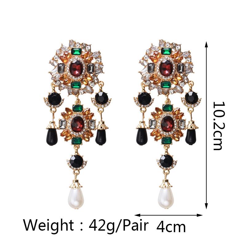 Vintage Rhinestone Simulated Pearl Bride Wedding Party Jewelry Tassel Dangle Earrings for Women