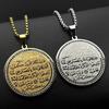 Muslim Islam Koran Arabischer Buchstabe Medaille Strasssteine Anhänger Halskette Damen Herren Edelstahl Goldfarbe Amulett Kette Schmuck