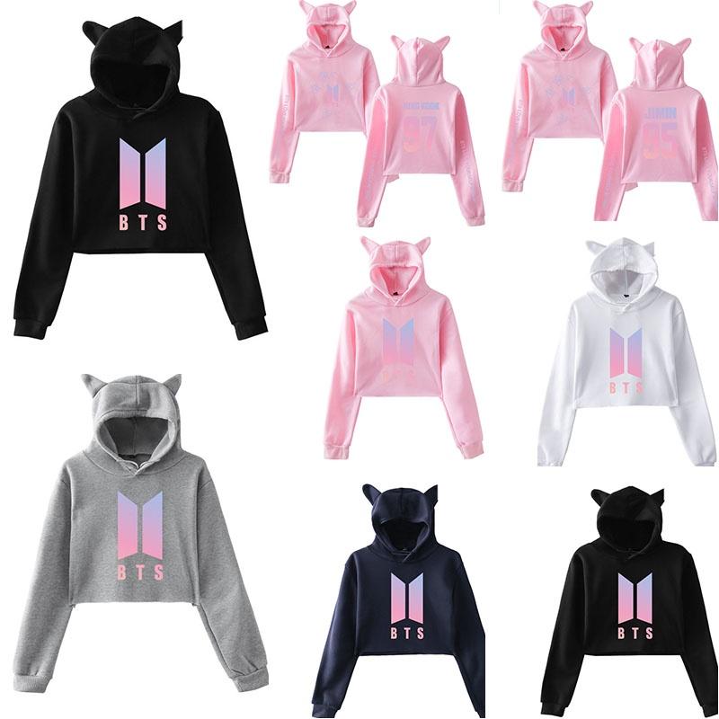 Bts Bangtan Boys Love Yourself Tear Navel Hoodie With Cute Cat Ear Design In Multiple Color Options