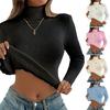 Damen Pullover Rollkragen Langarm Samtfutter Basisschicht Warm Atmungsaktiv Elastisch Einfarbig Oberteile Strickwaren