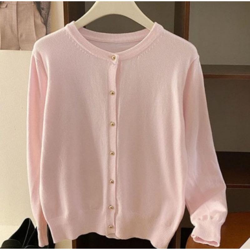 Neuer grauer Strick-Cardigan Damen Herbst Außen-Design Pulloverjacke Frühherbst Dünn Langarm-Oberteil Damen