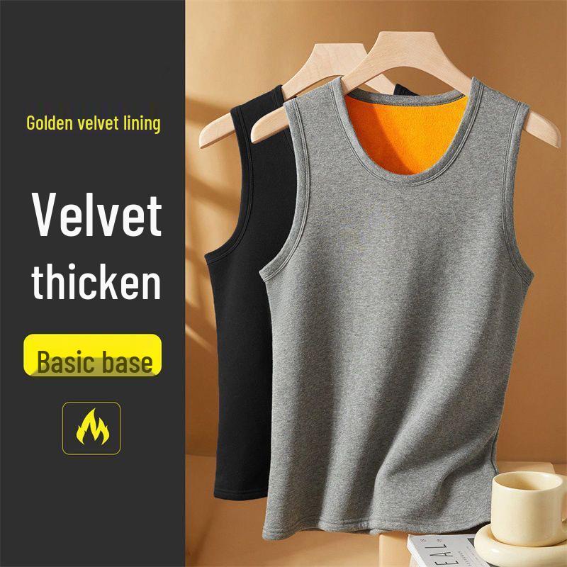 Men's Golden Velvet Warm Sleeveless Vest - Plush Base Layer