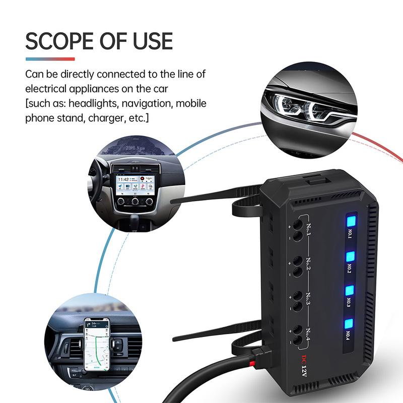 Scatola Fusibili e Relè a 4 Vie Cablaggio Rapido 12V 20A con Luce Indicatrice LED per Accessori Resistenti al Calore per Motocicletta Auto
