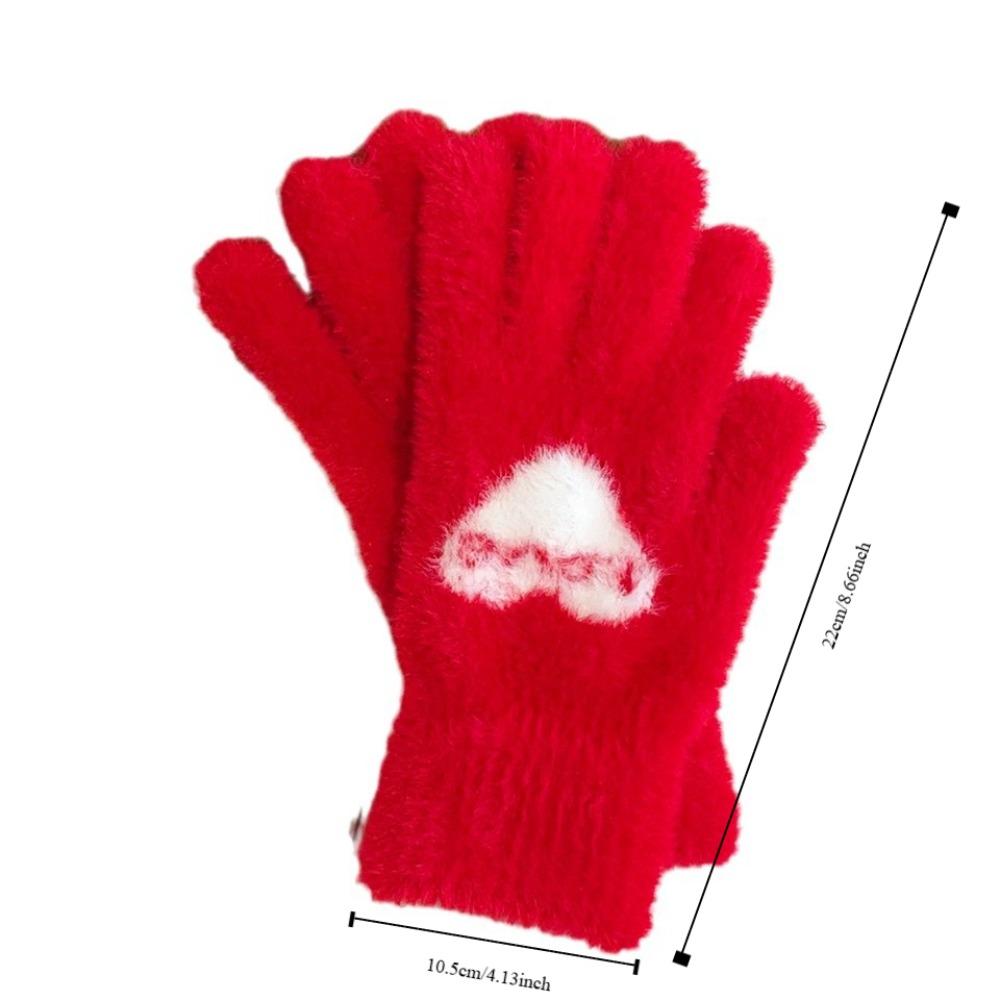 Plush Warm Gloves Love Heart Full Finger Mittens Warm Women Gloves Women