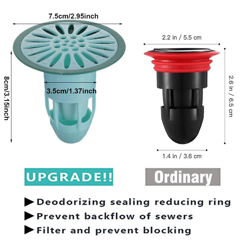 2pcs Deodorant Drain Core Toilet Bathroom Floor Drainer Cores Sewer Pest Control Silicone Anti-odor Artifact Water Seal No Smell
