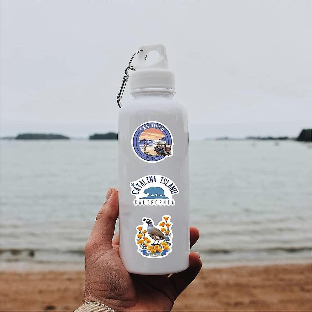 California Stickers (50 Pcs), Travel Vinyl Decal, Waterproof Sticker Pack Perfect for MacBook, Water Bottle, Laptop, Phone, Hydro Flask
