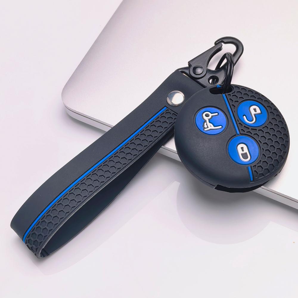 Key Fob Cover for Mercedes Fortwo Forfour 453 with Keychain Anti-Scratch Surface Shockproof Structure Soft Grip Texture Easy Install Design