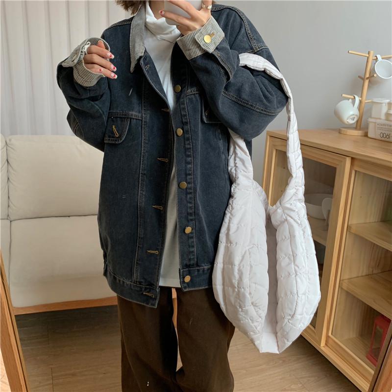 Korean Style Loose Patchwork Denim Jacket - Mid-Length Long Sleeve Fashion for Women, Spring/Autumn 2023