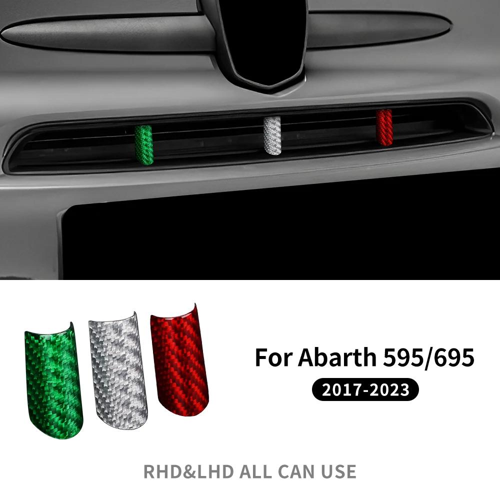 Real Hard Carbon Fiber Car Grille Decor For Abarth 595 695 2017 2018 LHD RHD Protection Accessories