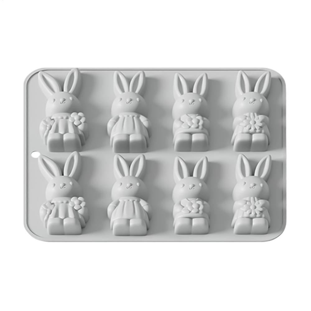 

Easter Molds Heat Resistant Bunny Shape Mould Easter Bunny Silicone Molds for Cake Ice Soap Candle Cookie Dessert Candy Craft сірий колір