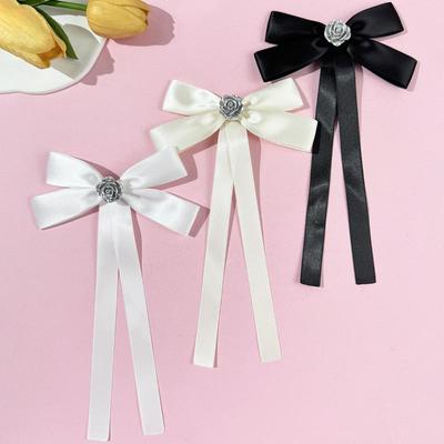 Black Ribbon Bow Camellia Brooch For Women Versatile Shirt Collar Pins Clothing Decoration Ribbon Tie Pins Jewelry Accessories