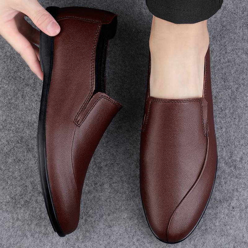 Fashion Luxury Brand Soft Soled Comfortable Loafers Elegant Brown Men's Flat Casual Shoes Office Commuting Men's Work Shoes Versatile