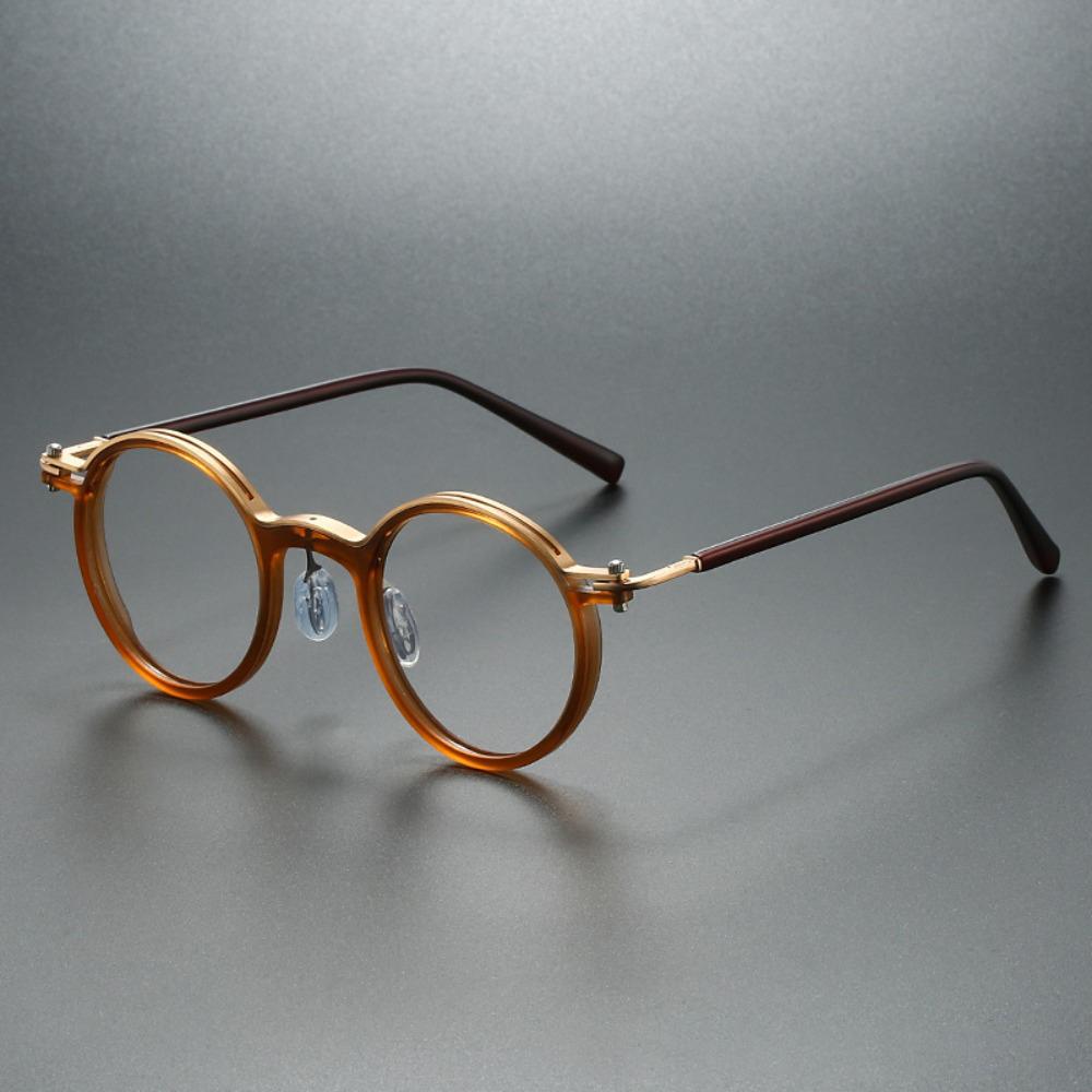 Retro Luxury Round Frame Metal PC Glasses Ultralight Unisex Fashion Eyewear Brand Design