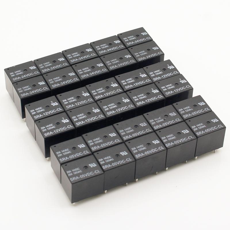 5PCS/lot Power Relays SRA-05VDC-CL SRA-12VDC-CL SRA-24VDC-CL 5V 12V 24V 20A 5PIN Relays 5