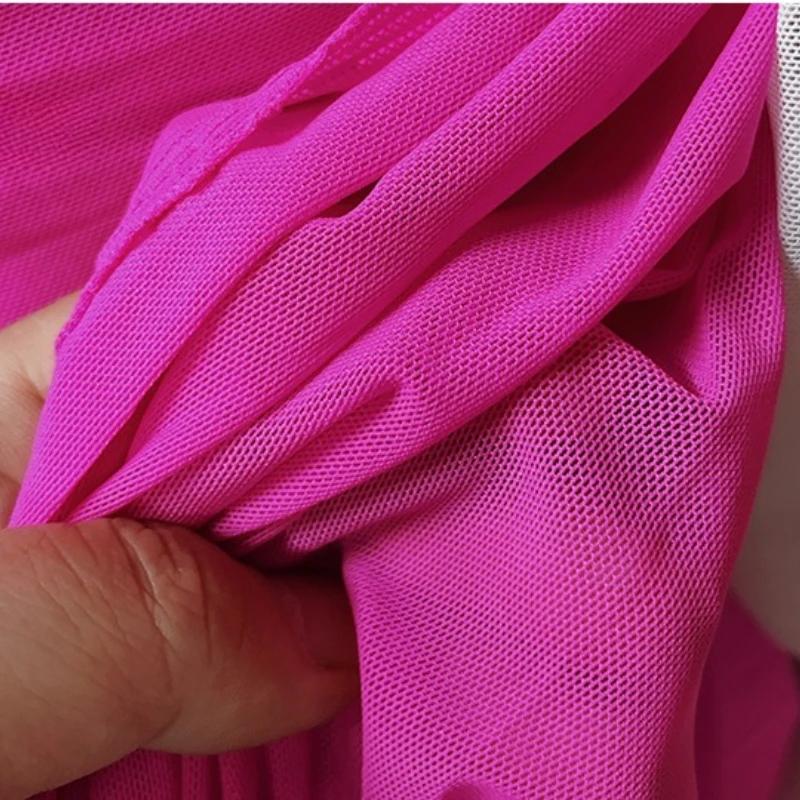 Wide 150cm Nylon Mesh Fabric Spandex High Elastic Dense Black White for DIY Sewing Lace Shirt Stockings