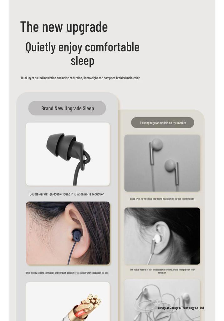 ASMR Sleep Aid Noise-Cancelling Wired Earbuds for Apple, Huawei, iPhone 15/16, Type-C