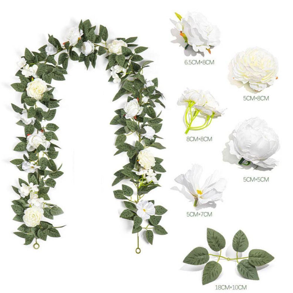 Multicolor Artificial Rose Flower Vine Silk Wall Hanging Garland Simulation Rose Leaf Vine Gift