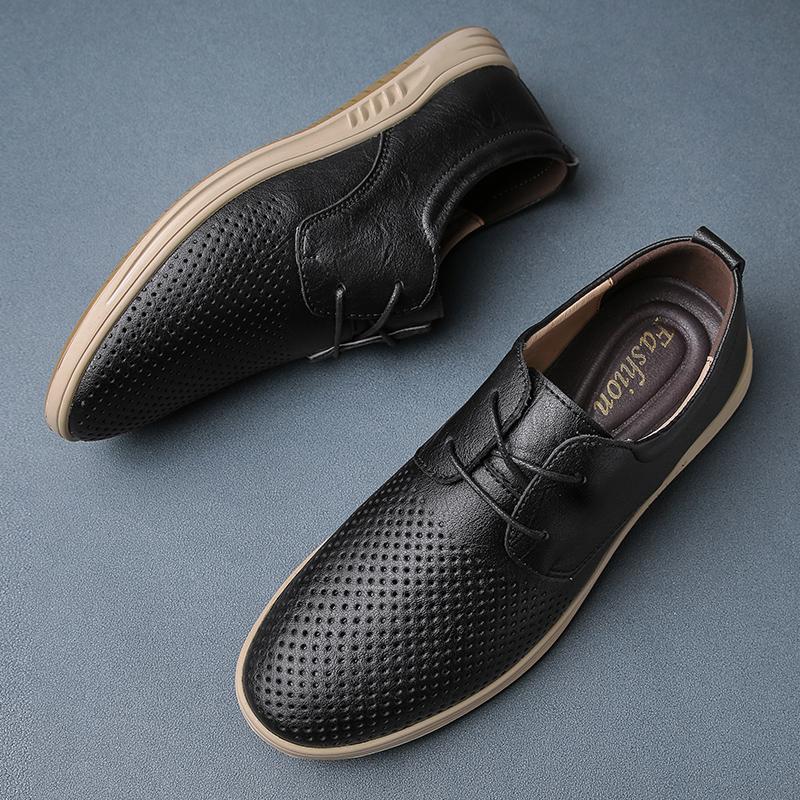 Fashion Italian Brand Men's Oxford Shoes Wear-resistant Non Slip Soles Outdoor Hiking Shoes Men's Office Business Leather Shoes