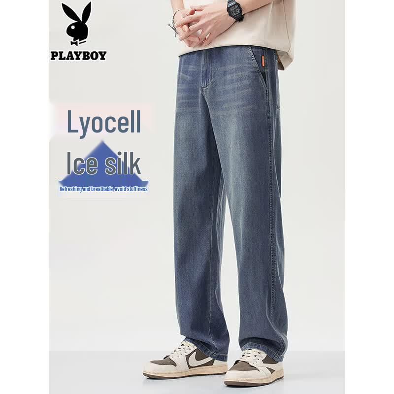 PLAYBOY Men s Lyocell Ice Silk Straight Casual Pants 38