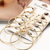 6 Pairs Women Fashion  Exaggeration Circle Hoop Earrings Set Punk Hoop Earrings Gold