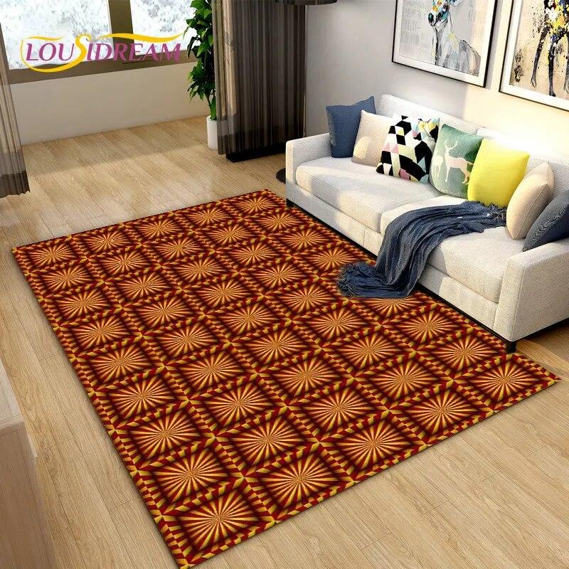 3D Geometric Lattice Pattern Area Rug,Carpet Rug for Living Room Bedroom Sofa Decoration,Kitchen Bath Doormat Non-slip Floor Mat