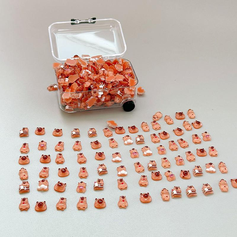 

100pcs/Box Capybara Miniature Animal Ornaments,cartoon Cute Plastic Mini Capybara Doll Ornaments Creative DIY Home Accessories