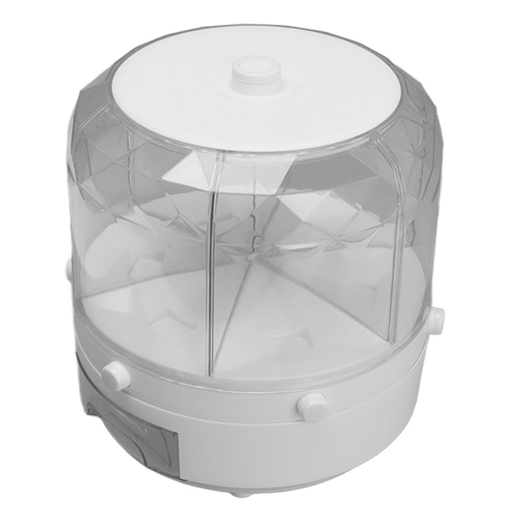 Rotating Rice Dispenser 13.2lb Capacity 6 Grid Airtight One Click Output Dry Food Storage Container for Grain Beans