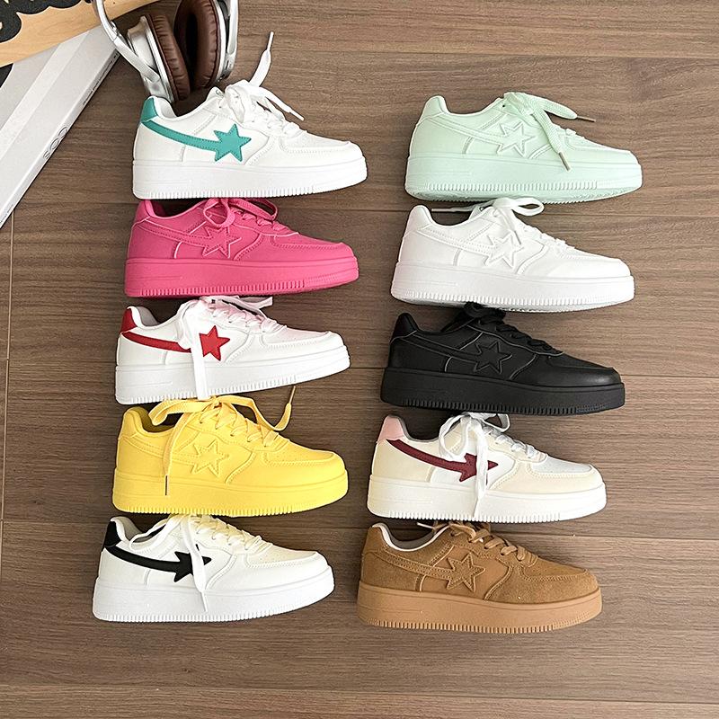 Star Board Shoes Women's 2025 Summer New American Platform Shoes Niche Students Sports Versatile Casual White Shoes