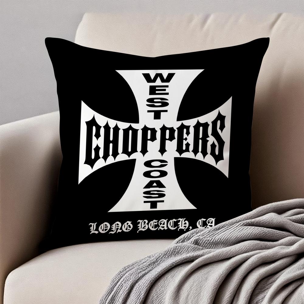 WWest Coast CChoppers Cushion Cover Pillowcase Antidustmite Invisible Zipper Short Plush Sofa Cushion