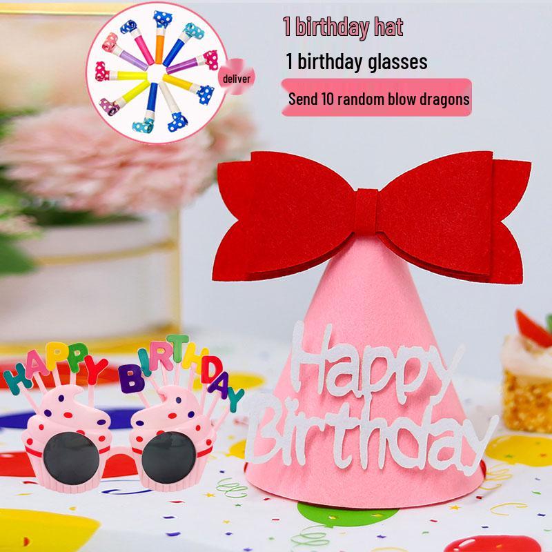 First Birthday Party Glasses & Hats Set for Boys and Girls - Cake & Photo Props