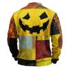Men's Casual Retro Half Zip Long Sleeve Sweatshirt with Halloween Print