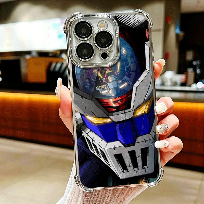 M-Mazinger Z Anime Plating Phone Case For Iphone 16 17 Pro Max Air 16E 14 15 Plus 12 13 Mini Anti-Fall Airabag Cover