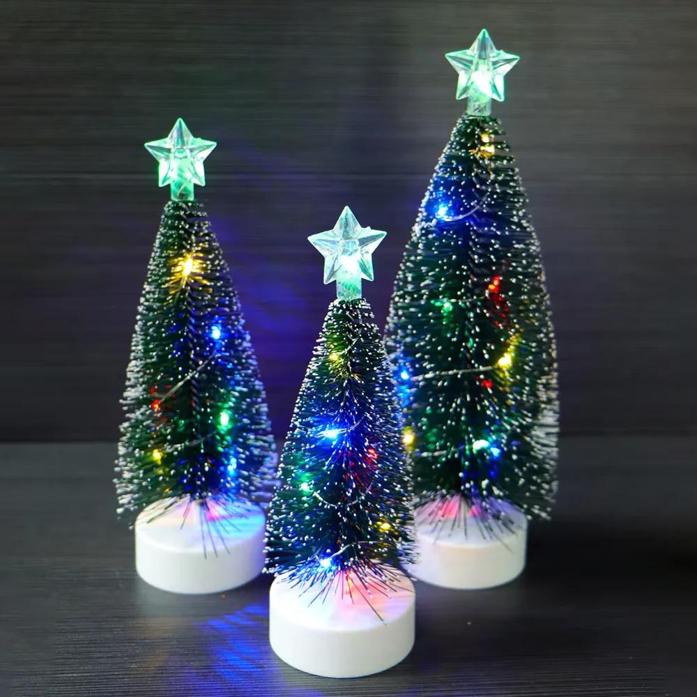 16/18/21cm LED Mini Christmas Trees Electronic Candles Star For Home Party Decoration New Year Gifts Xmas Christmas Ornament