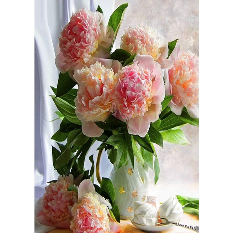 5D DIY Diamond Painting Flower Vase Rhinestone Rose Full Round Diamond Embroidery Cross Stitch Kit Mosaic Art Picture Gift