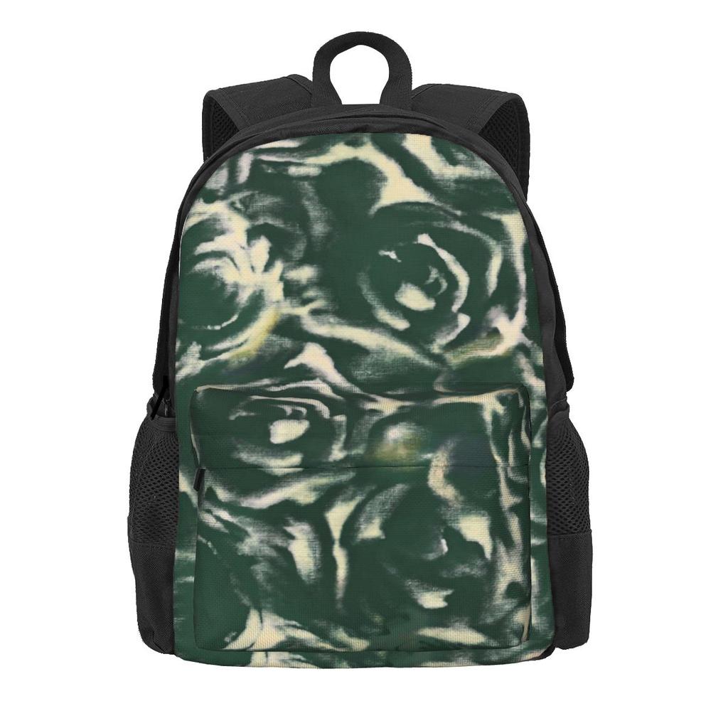Roses Floral Backpack Pink Flowers Print Travel Backpacks Women Men Kawaii School Bags Design Big Rucksack