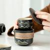 Yanhe coarse pottery Qingshan one pot four cups travel set outdoor ceramic teapot coarse pottery set Kuaike cup commemorative
