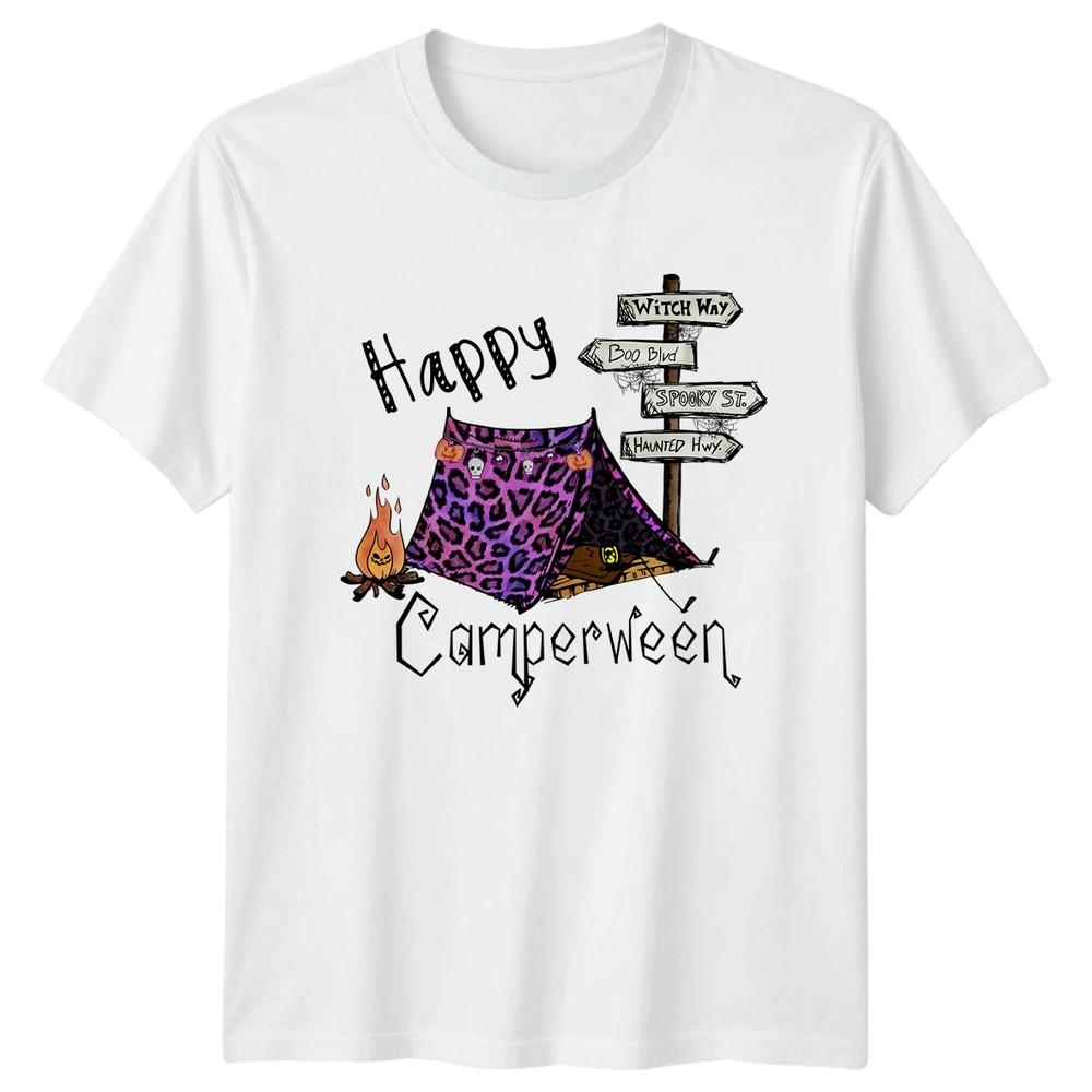 Happy Camperween Witch Way Boo Unisexs TShirt Spooky Camping Halloween S