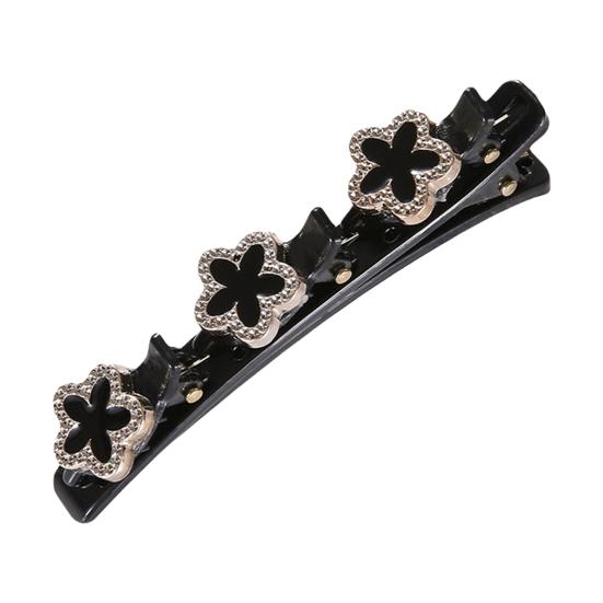 Sponka do vlasů Splétané vlasy Dvouvrstvá spona do vlasů Tvar květu Bang Sponka do vlasů Protiskluzové Zuby Jiskřivý lesk Doplněk do vlasů