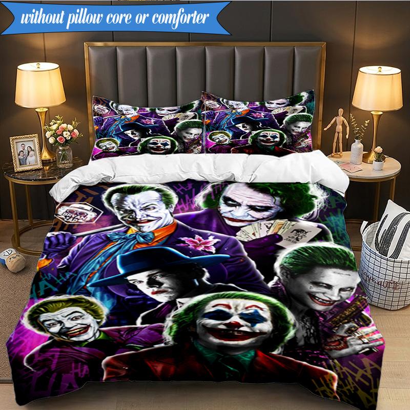 Abstract clown Pattern 3pcs K-pop music group Bedding set,Ideal for Bedroom, Dormitory,Including Duvet Cover And 2pcs Pillowcases,Fan gifts