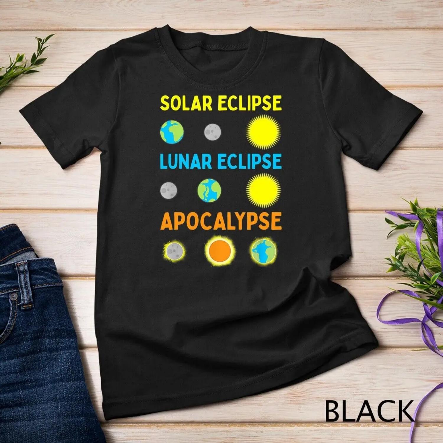Funny Lunar Solar Eclipse and Apocalypse Science T Shirt S чёрный