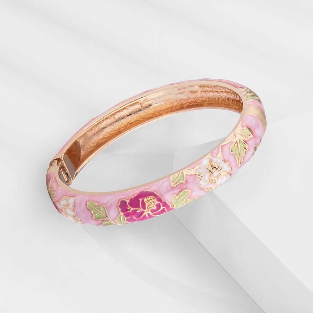 Traditional Filigree Enamel Bangle Hanfu Accessories Hollow Out Peony Bracelet Versatile