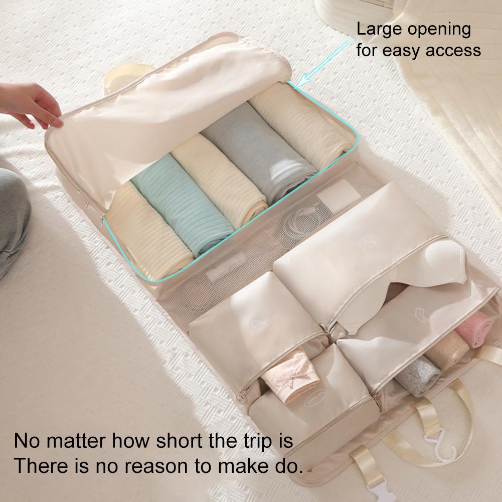 7 In 1 Travel Storage Bag Foldable Organizer Hanging Bag Multi-Compartment Sorting Clothes Storage Bag  Luggage Accessories