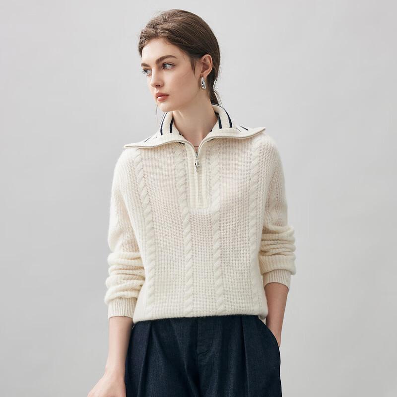 Kemeng Boka Women's Loose Fit Cashmere Lapel Sweater